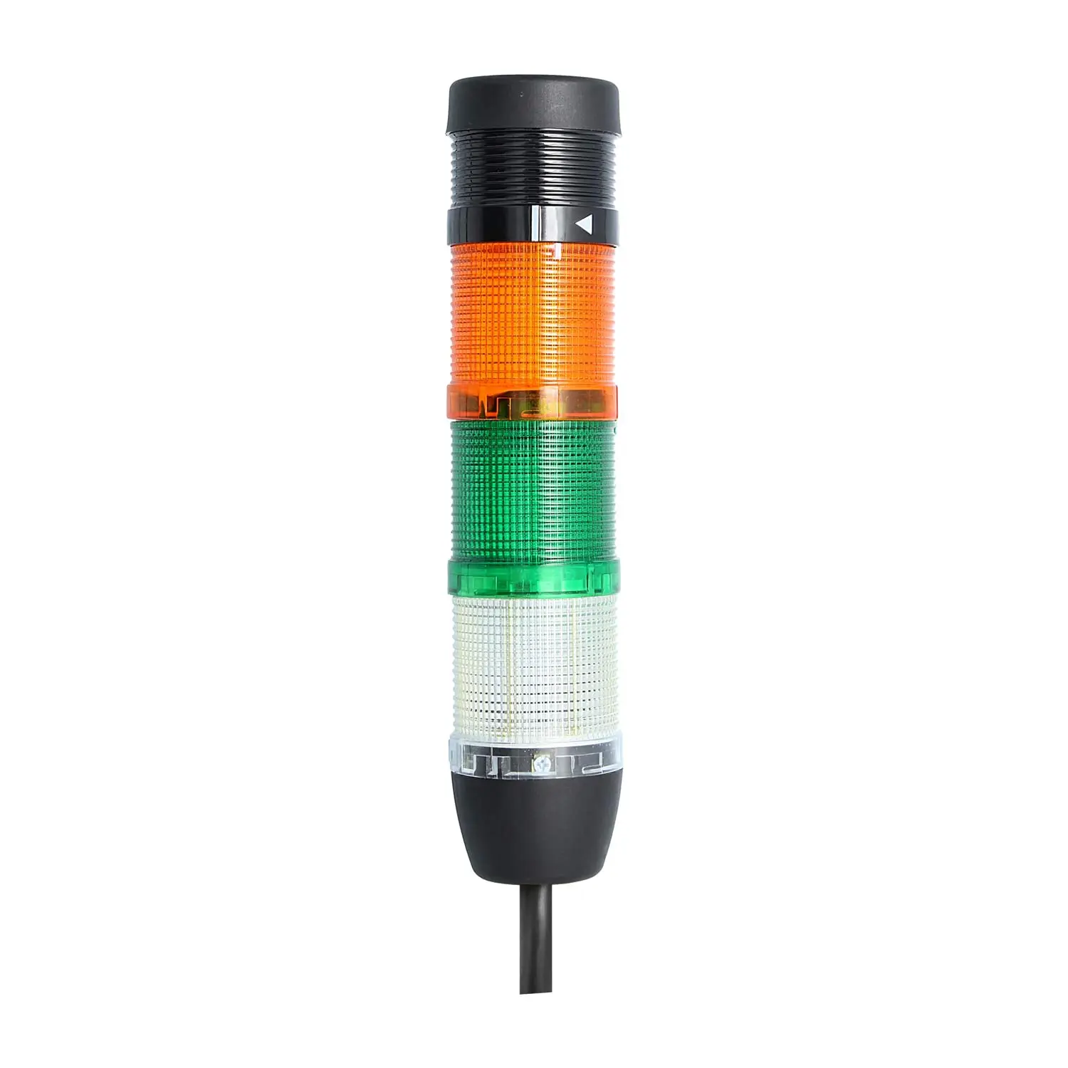Produktfoto 1 von 135154 STEX24 Signalsäule weiß-grün-gelb, 50mm, 24V AC/DC, LED-Blinklicht mit Summer, Kabel 2,5 Meter, SS50-B3/24 157 Lautstärke 90 db