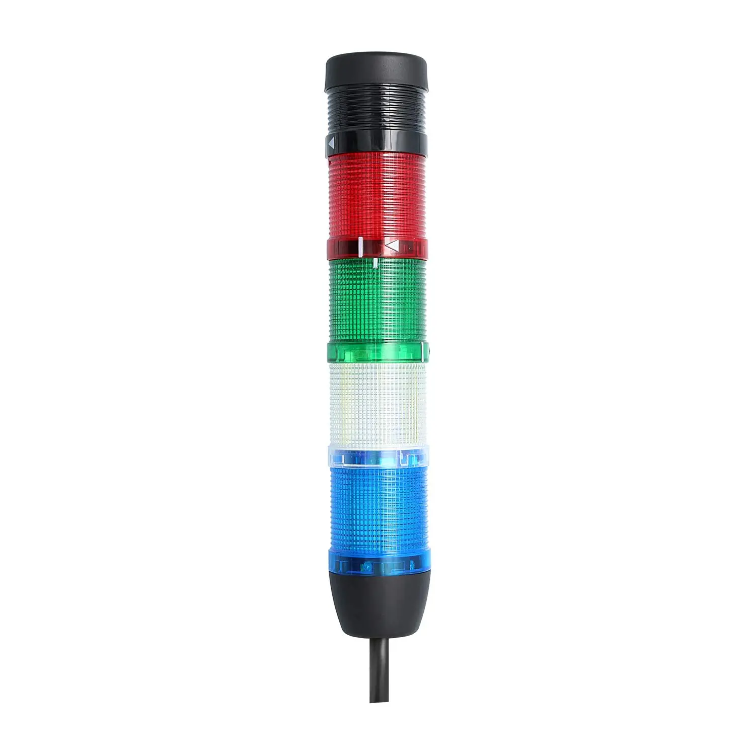 Produktfoto 1 von 135164 STEX24 Signalsäule blau-weiß-grün-rot, 50mm, 24V AC/DC, LED-Blinklicht mit Summer, Kabel 2,5 Meter, SS50-B4/24 127 Lautstärke 90 db