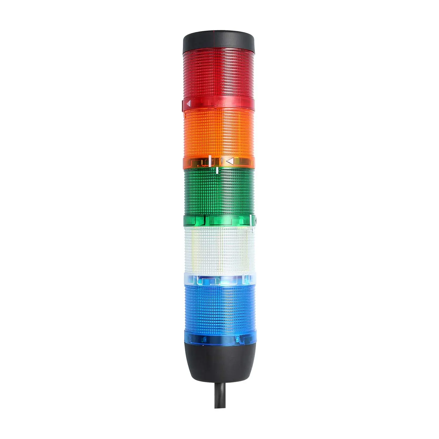 Produktfoto 1 von 135229 STEX24 Signalsäule blau-weiß-grün-gelb-rot, 70mm, 24V AC/DC, LED-Dauerlicht Kabel 2,5 Meter, SS70-OB5/24 105 Anschlusstechnik: Anschlusskabel