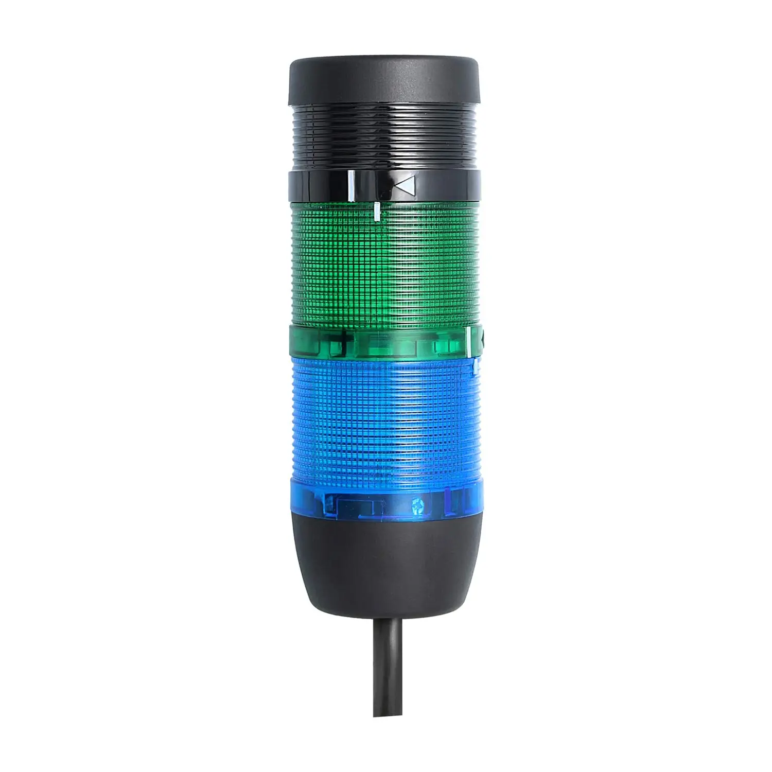 Produktfoto 1 von 135243 STEX24 Signalsäule blau-grün, 70mm, 24V AC/DC, LED-Dauerlicht mit Summer, Kabel 2,5 Meter, SS70-B2/24 143 Lautstärke 90 db