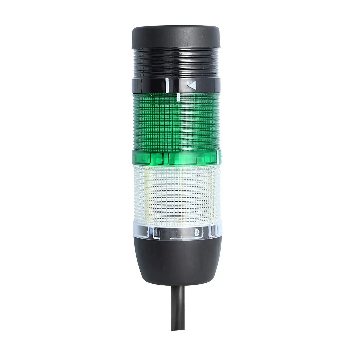 Produktfoto 1 von 135255 STEX24 Signalsäule weiß-grün, 70mm, 24V AC/DC, LED-Blinklicht mit Summer, Kabel 2,5 Meter, SS70-B2/24 155 Lautstärke 90 db