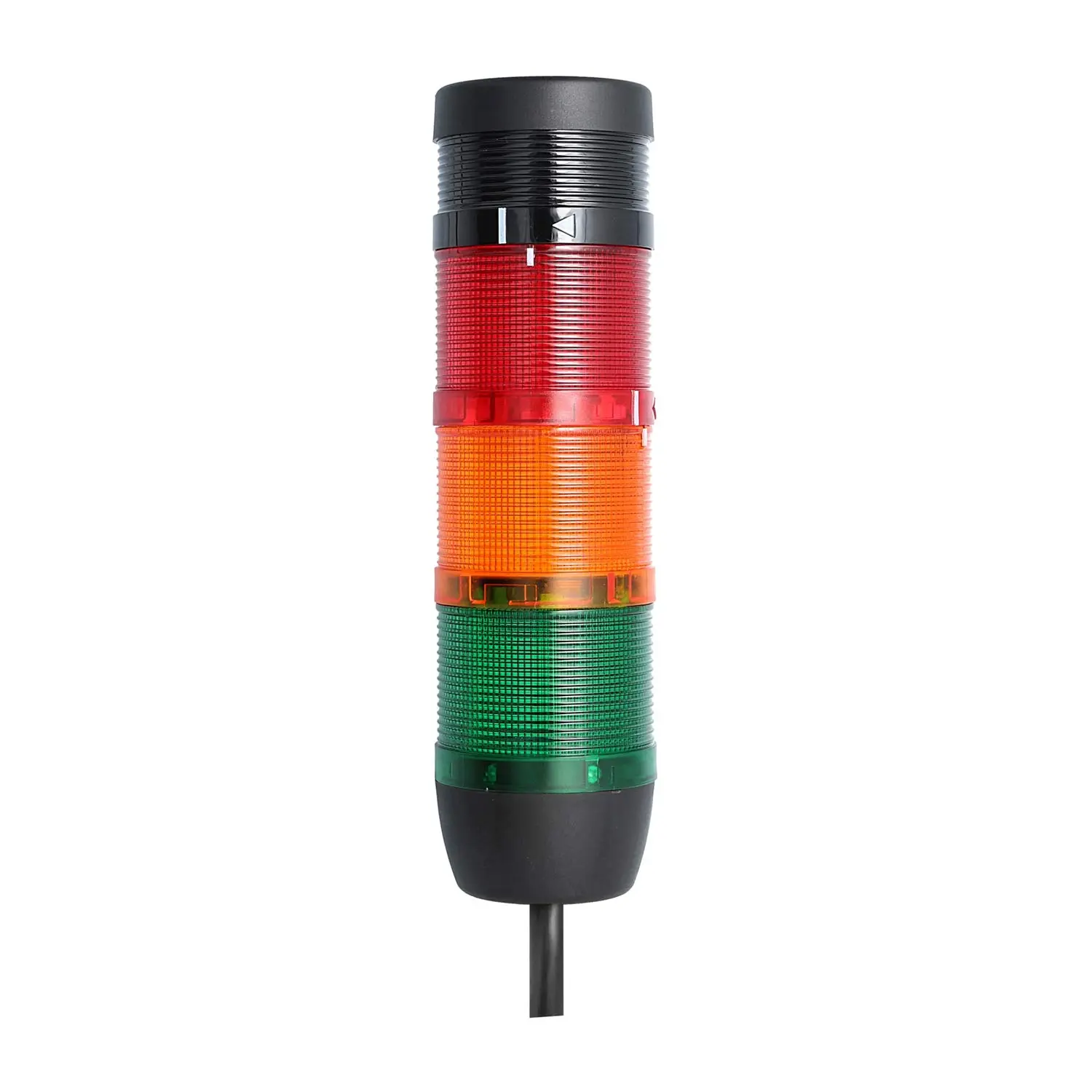 Produktfoto 1 von 135280 STEX24 Signalsäule grün-gelb-rot, 70mm, 24V AC/DC, LED-Blinklicht mit Summer, Kabel 2,5 Meter, SS70-B3/24 160 Lautstärke 90 db