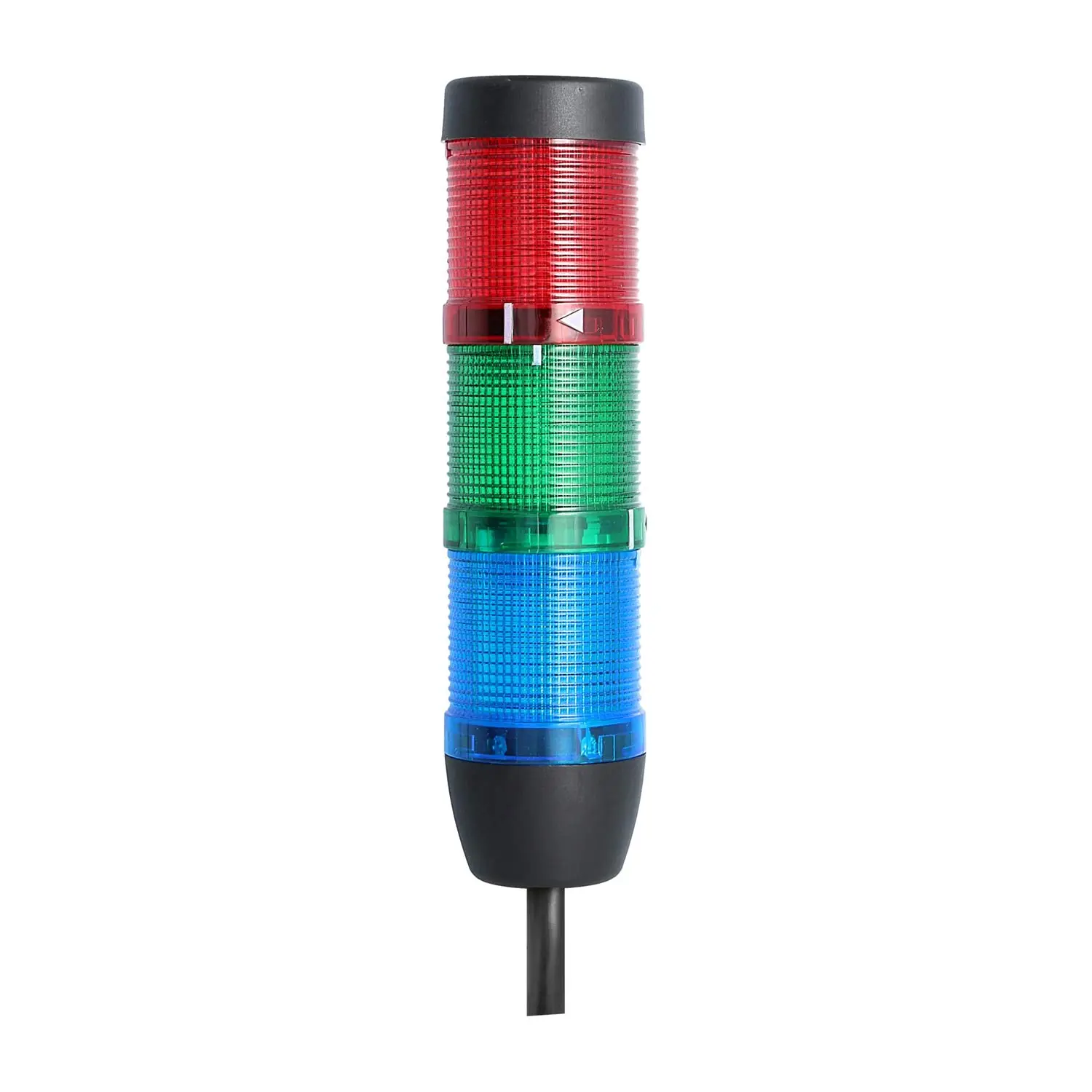 Produktfoto 1 von 135336 STEX24 Signalsäule blau-grün-rot, 50mm, 24V AC/DC, LED-Blinklicht Kabel 10,0 Meter, SS50-OB3/24 175 Anschlusstechnik: Anschlusskabel