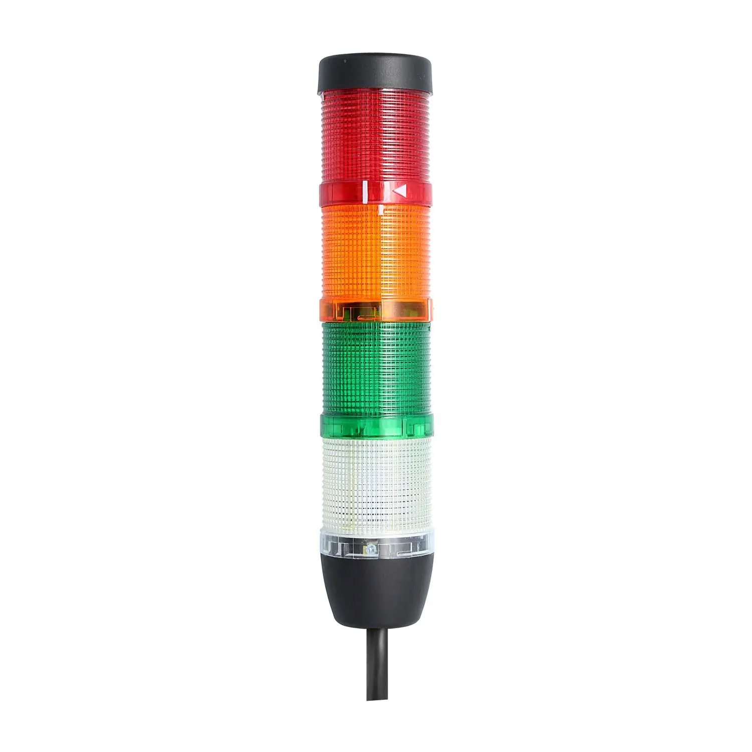 Produktfoto 1 von 135351 STEX24 Signalsäule weiß-grün-gelb-rot, 50mm, 24V AC/DC, LED-Blinklicht Kabel 10,0 Meter, SS50-OB4/24 140 Anschlusstechnik: Anschlusskabel