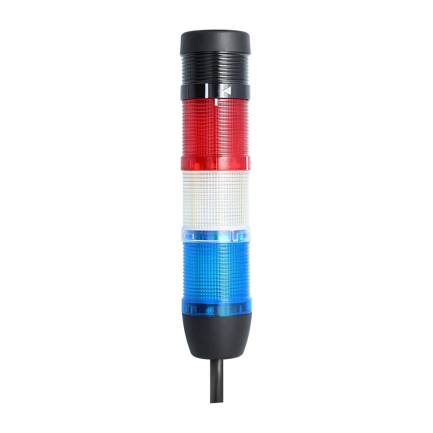 Produktfoto 1 von 135384 STEX24 Signalsäule blau-weiß-rot, 50mm, 24V AC/DC, LED-Dauerlicht mit Summer, Kabel 10,0 Meter, SS50-B3/24 161 Lautstärke 90 db