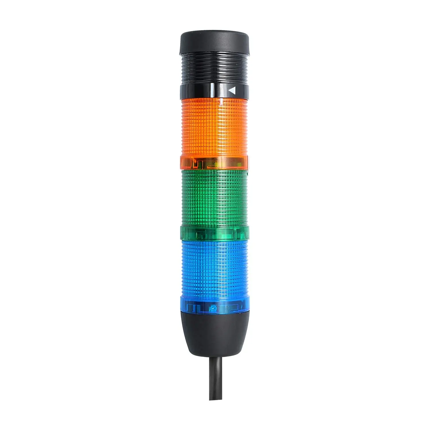 Produktfoto 1 von 135397 STEX24 Signalsäule blau-grün-gelb, 50mm, 24V AC/DC, LED-Blinklicht mit Summer, Kabel 10,0 Meter, SS50-B3/24 174 Lautstärke 90 db