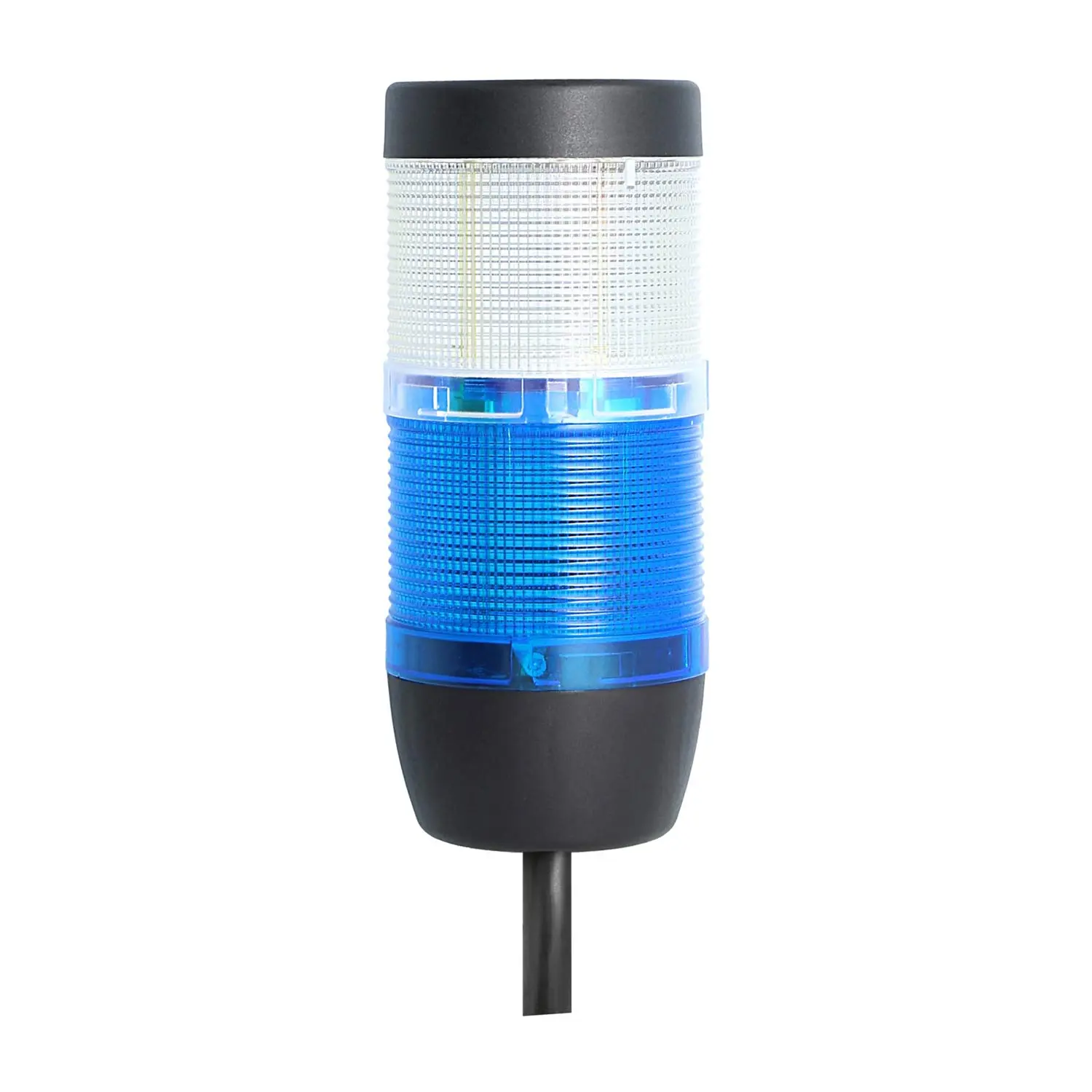 Produktfoto 1 von 135426 STEX24 Signalsäule blau-weiß, 70mm, 24V AC/DC, LED-Dauerlicht Kabel 10,0 Meter, SS70-OB2/24 162 Anschlusstechnik: Anschlusskabel