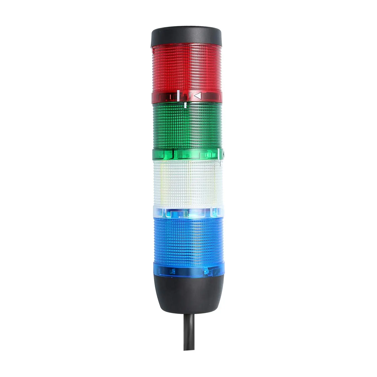 Produktfoto 1 von 135471 STEX24 Signalsäule blau-weiß-grün-rot, 70mm, 24V AC/DC, LED-Blinklicht Kabel 10,0 Meter, SS70-OB4/24 137 Anschlusstechnik: Anschlusskabel