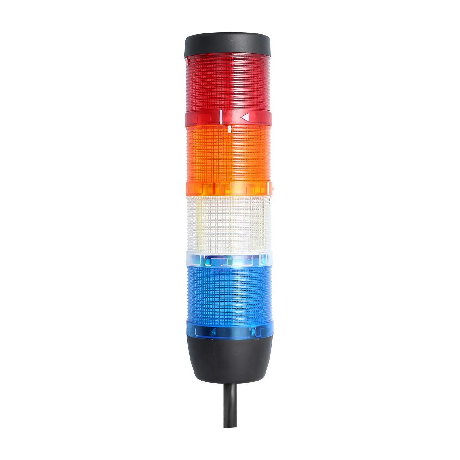 Produktfoto 1 von 135472 STEX24 Signalsäule blau-weiß-gelb-rot, 70mm, 24V AC/DC, LED-Blinklicht Kabel 10,0 Meter, SS70-OB4/24 138 Anschlusstechnik: Anschlusskabel