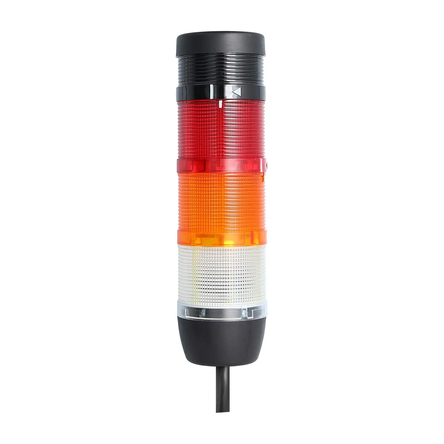 Produktfoto 1 von 135515 STEX24 Signalsäule weiß-gelb-rot, 70mm, 24V AC/DC, LED-Dauerlicht mit Summer, Kabel 10,0 Meter, SS70-B3/24 169 Lautstärke 90 db