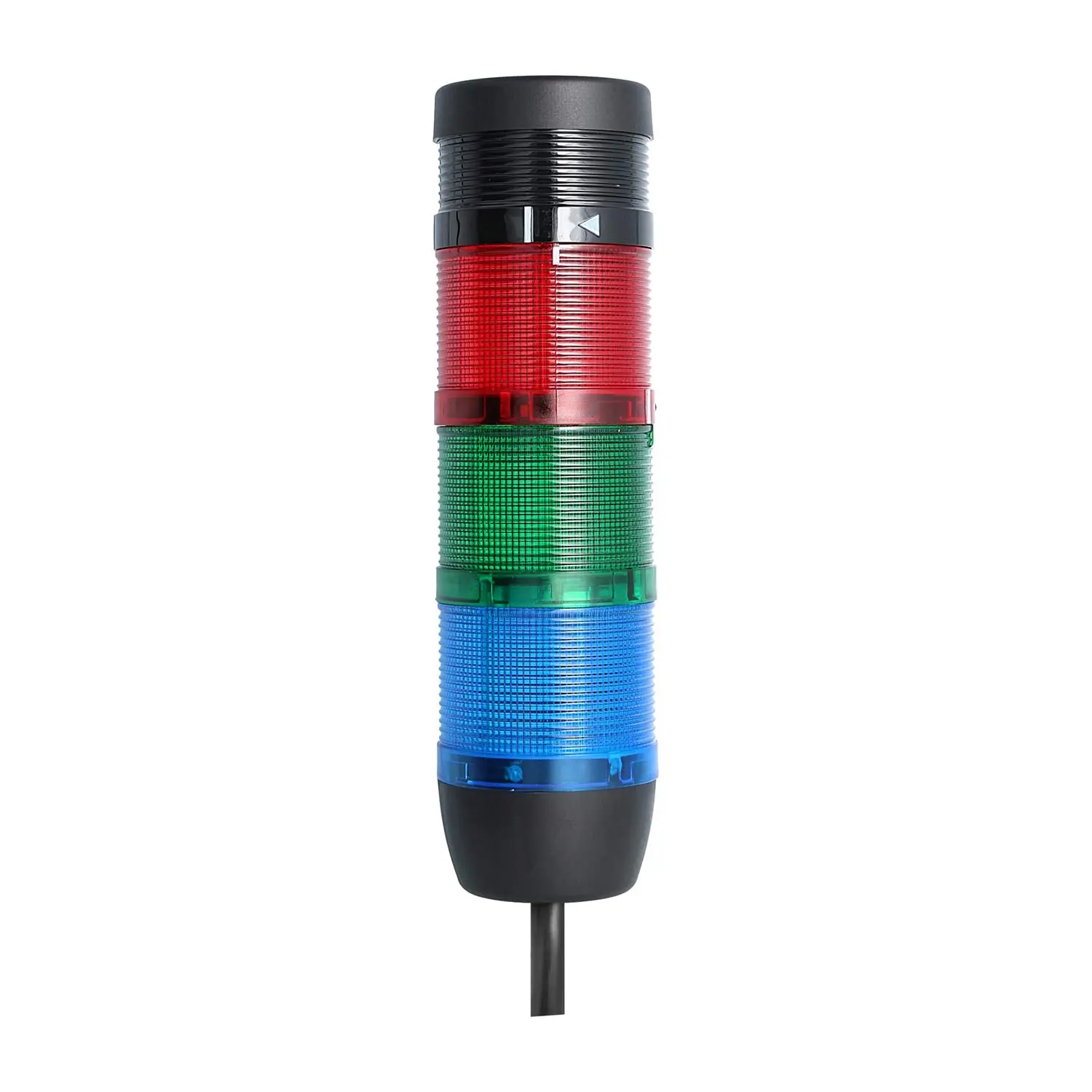 Produktfoto 1 von 135511 STEX24 Signalsäule blau-grün-rot, 70mm, 24V AC/DC, LED-Dauerlicht mit Summer, Kabel 10,0 Meter, SS70-B3/24 165 Lautstärke 90 db