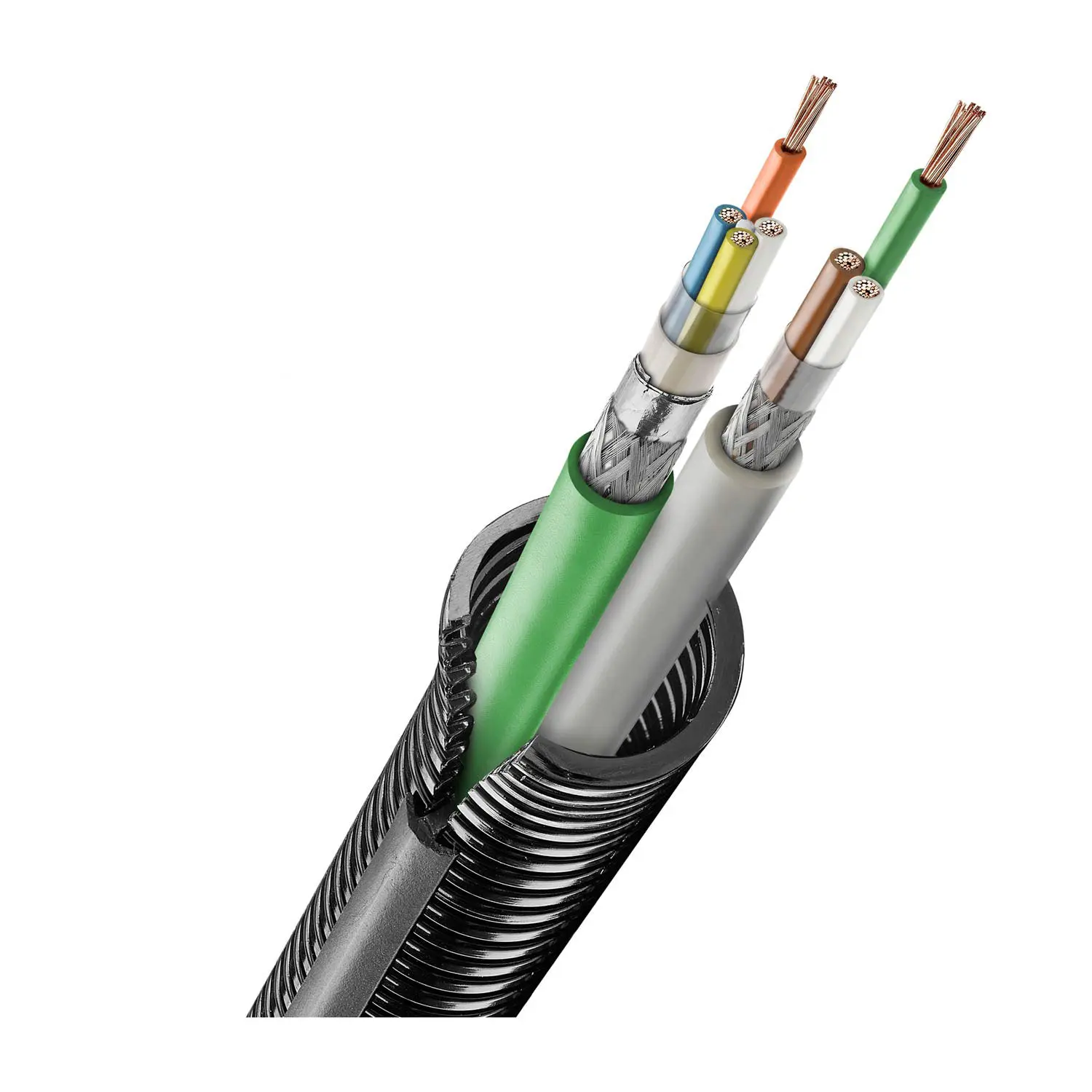 Produktfoto 1 von FLEXAzip Wellschlauch / Wellrohr mit Verschlussprofil PA6 geschlitzt - FZIP-M 13, AD 13,0mm, ID 10,0mm schmales Profil, Mindestbiegeradius bewegt 60,0mm
