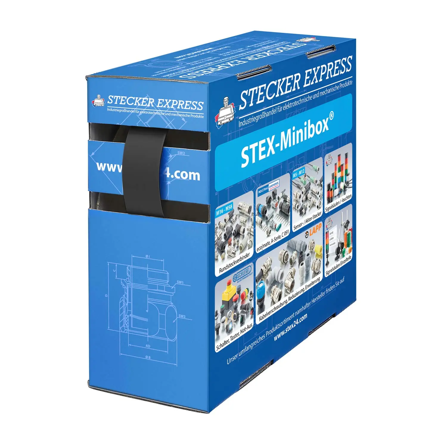 Produktfoto 1 von 136308 STEX24 Schrumpfschlauch 2:1, Minibox mit 9,6m, schwarz 12,7/6,4mm, 1/2 Zoll, WSB2 Schrumpftemperatur mind. 110°C, vollständig bei mind. 120°C