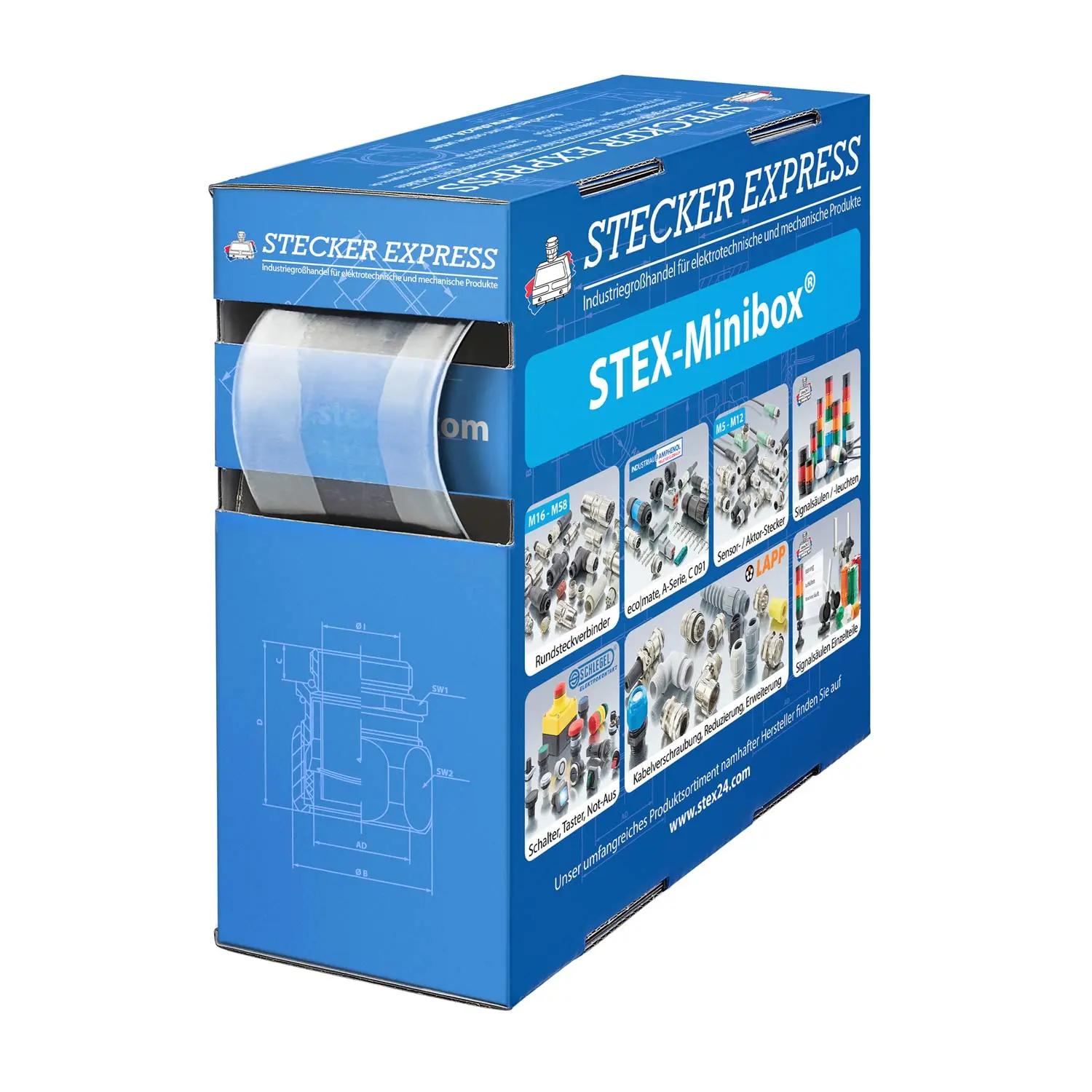 Produktfoto 1 von 136385 STEX24 Schrumpfschlauch 2:1, Minibox mit 2,1m, transparent 32,0/16,0mm, 1 1/4 Zoll, WSB2 Schrumpftemperatur mind. 95°C, vollständig bei mind. 105°C