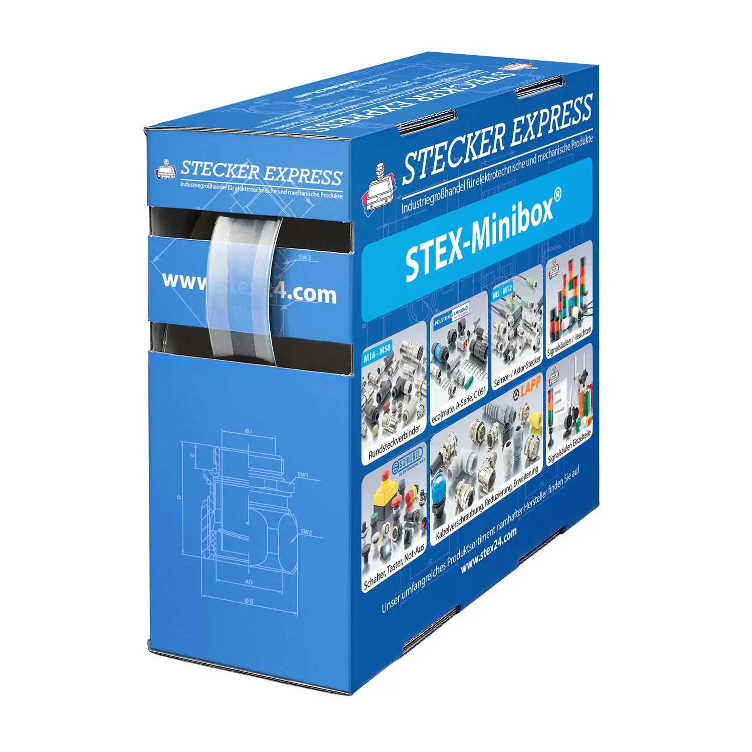 Produktfoto 1 von 136381 STEX24 Schrumpfschlauch 2:1, Minibox mit 9,6m, transparent 12,7/6,4mm, 1/2 Zoll, WSB2 Schrumpftemperatur mind. 95°C, vollständig bei mind. 105°C