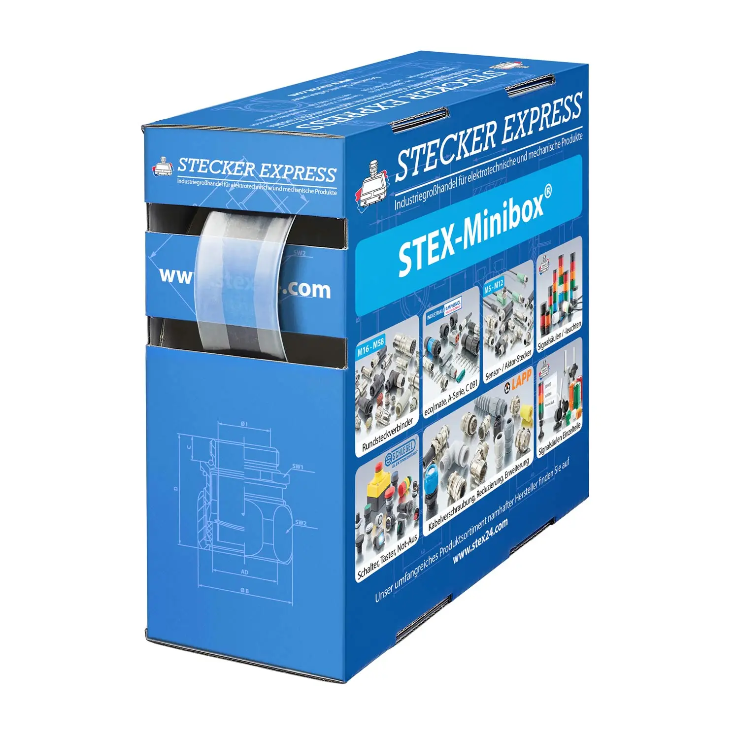 Produktfoto 1 von 136382 STEX24 Schrumpfschlauch 2:1, Minibox mit 5,9m, transparent 16,0/8,0mm, 5/8 Zoll, WSB2 Schrumpftemperatur mind. 95°C, vollständig bei mind. 105°C