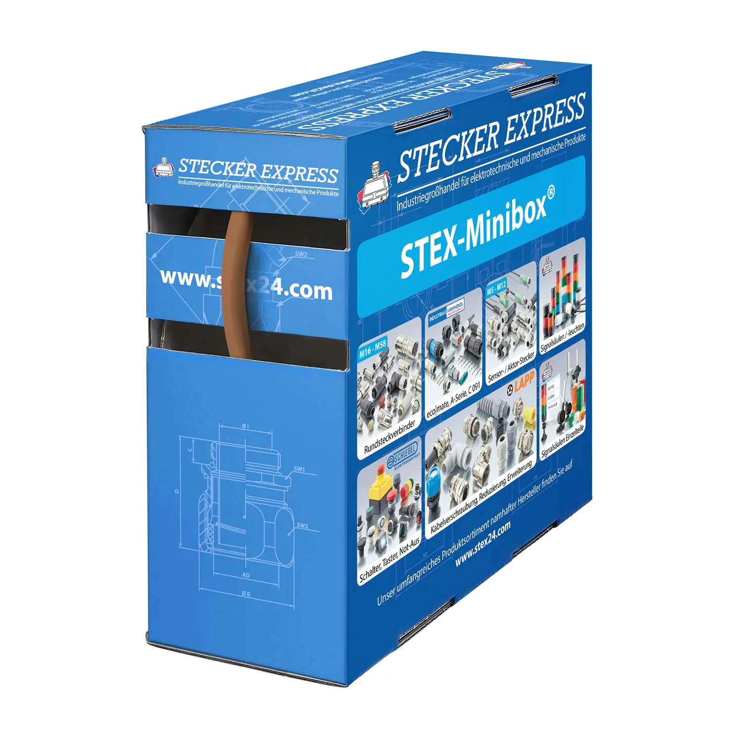 Produktfoto 1 von 136412 STEX24 Schrumpfschlauch 2:1, Minibox mit 13,5m, braun 6,4/3,2mm, 1/4 Zoll, WSB2 Schrumpftemperatur mind. 70°C, vollständig bei mind. 100°C