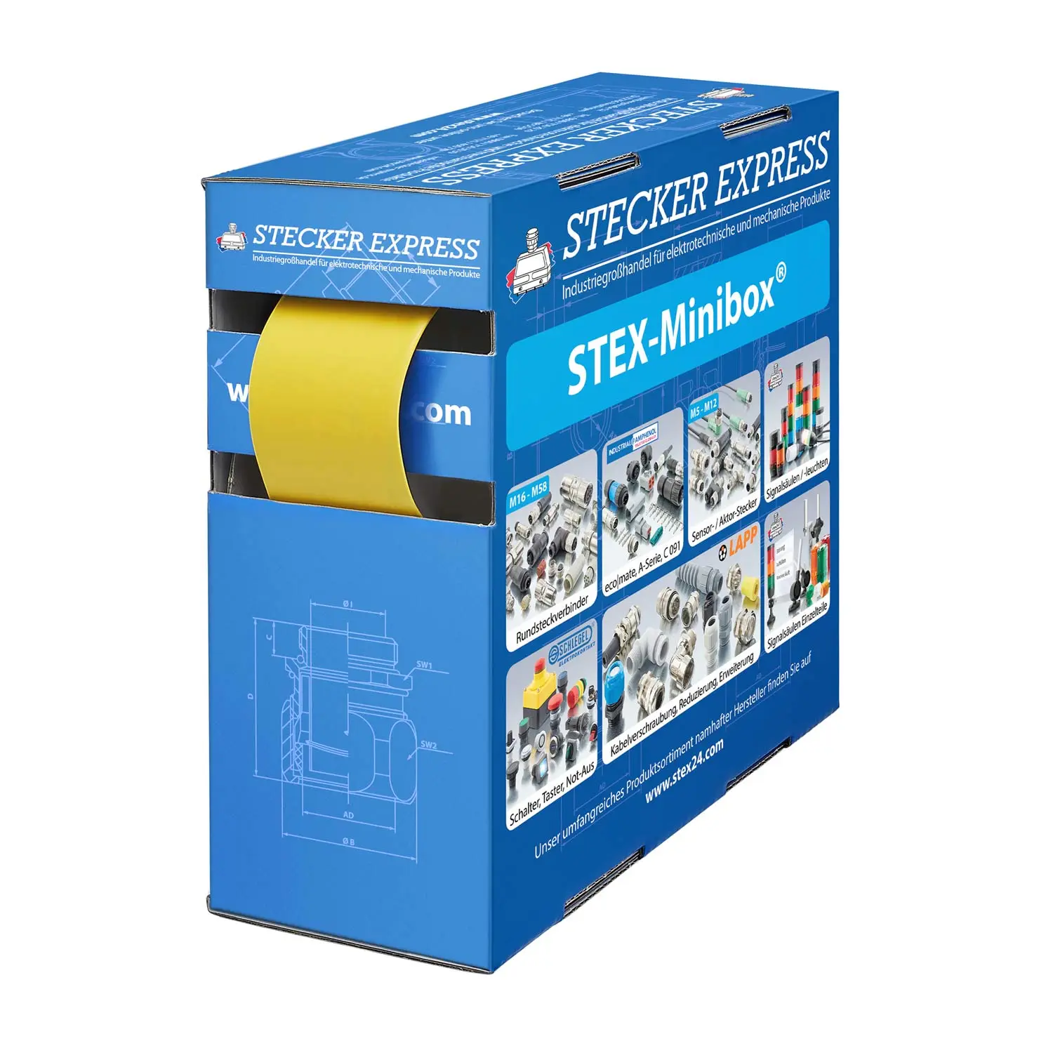 Produktfoto 1 von 136421 STEX24 Schrumpfschlauch 3:1, Minibox mit 1,4m, gelb 24,0/8,0mm, 1 Zoll, WSB3 Schrumpftemperatur mind. 70°C, vollständig bei mind. 100°C