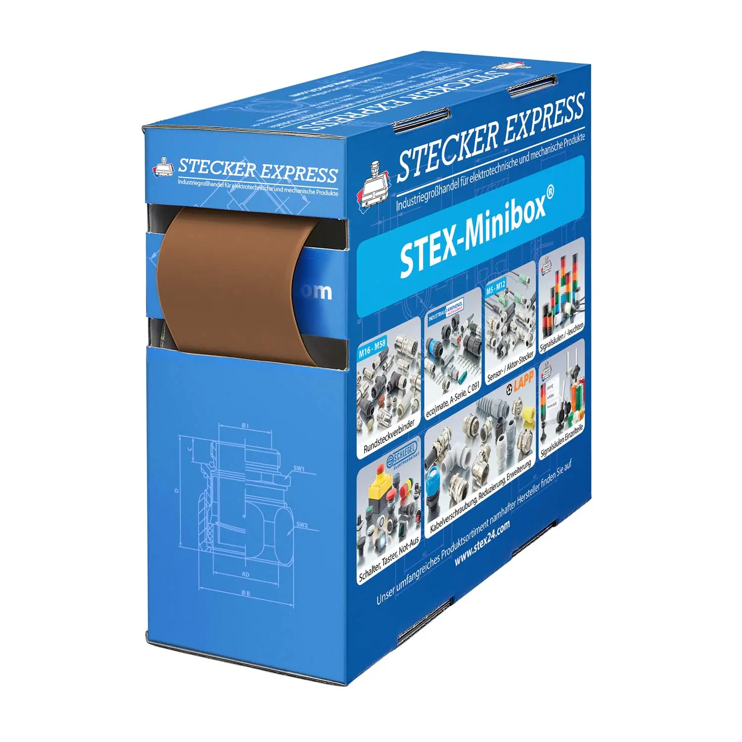 136452 STEX24 Schrumpfschlauch 2:1, Minibox mit 1,9m, braun 32,0/16,0mm, 1 1/4 Zoll, WSB2 Schrumpftemperatur mind. 110°C, vollständig bei mind. 120°C