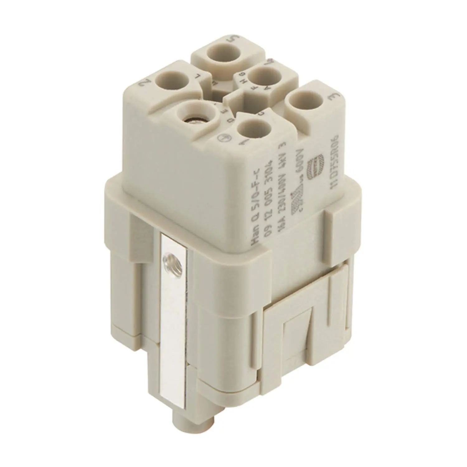 Produktfoto 1 von 09120053104 HARTING Han Q5/0 Buchseneinsatz (F) Crimp- / Schraubanschluss (PE), 5-polig+PE 230V/400V, 16A