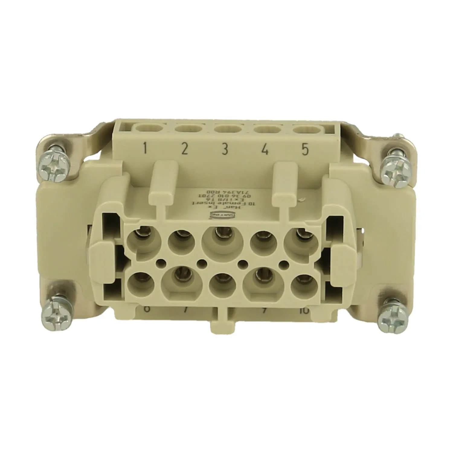 Produktfoto 1 von 09360102701 HARTING Han 10Ex Buchseneinsatz (F) Schraubanschluss, 10-polig+PE 90V, 16A