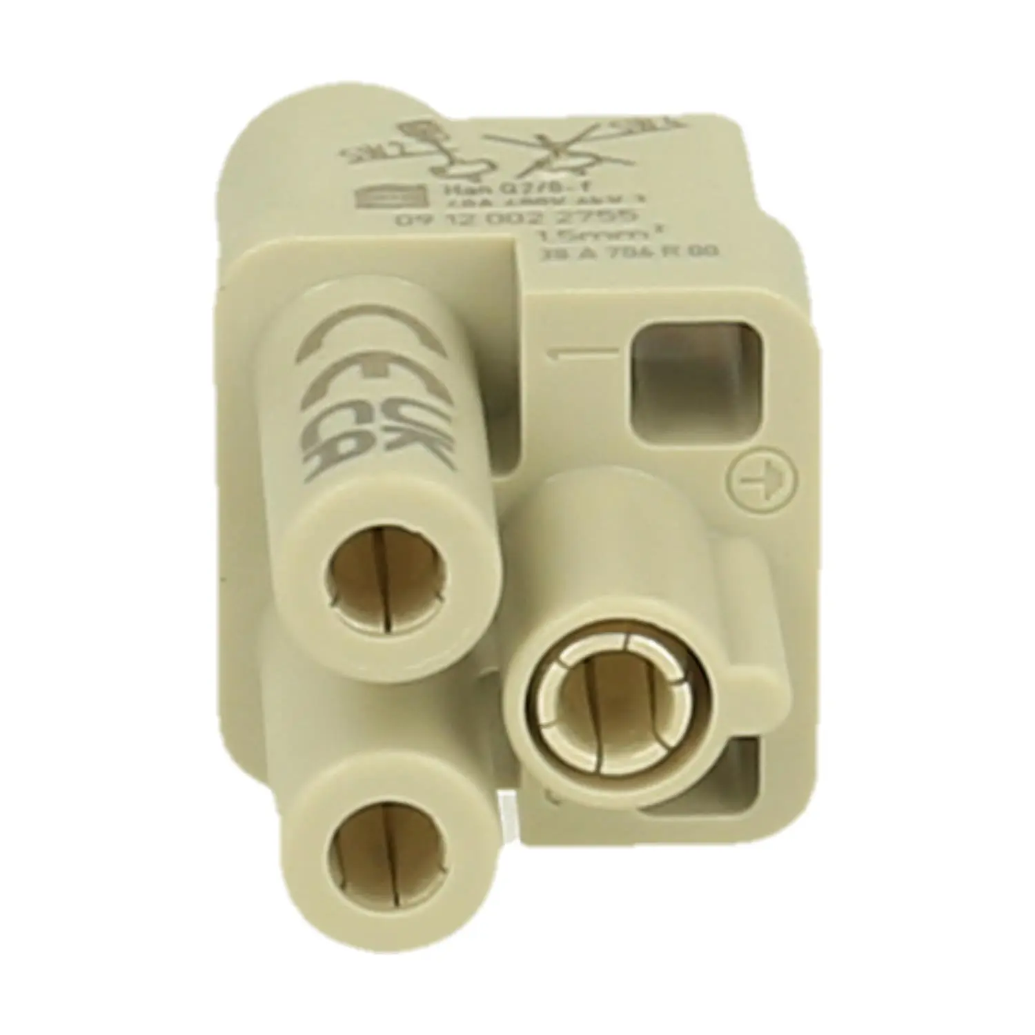 Produktfoto 1 von 09120022755 HARTING Han Q2/0 Buchseneinsatz (F) Axialschraubanschluss, 2-polig+PE 400V, 40A