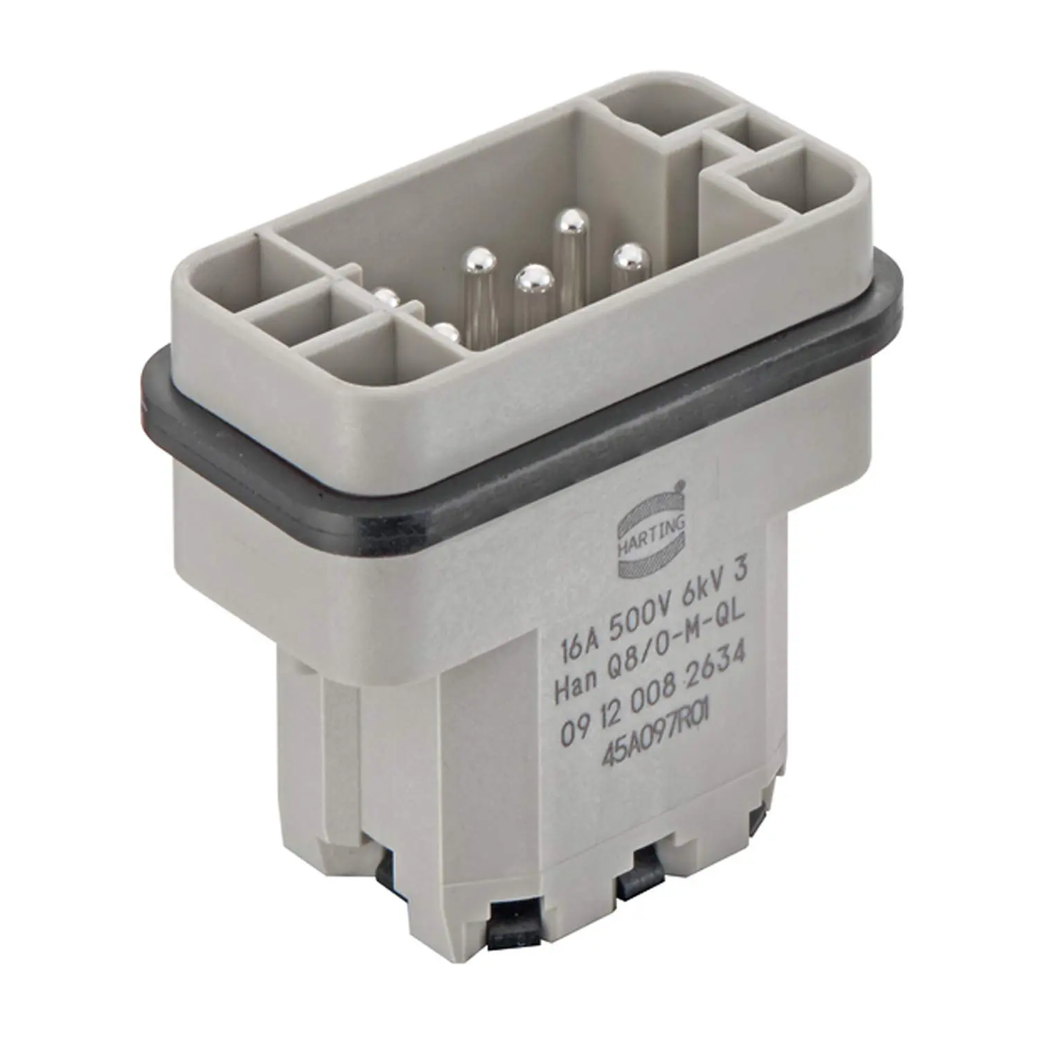 Produktfoto 1 von 09120082634 HARTING Han Q8/0 Stifteinsatz (M) Quick-Lock-Anschluss, 8-polig+PE 500V, 16A
