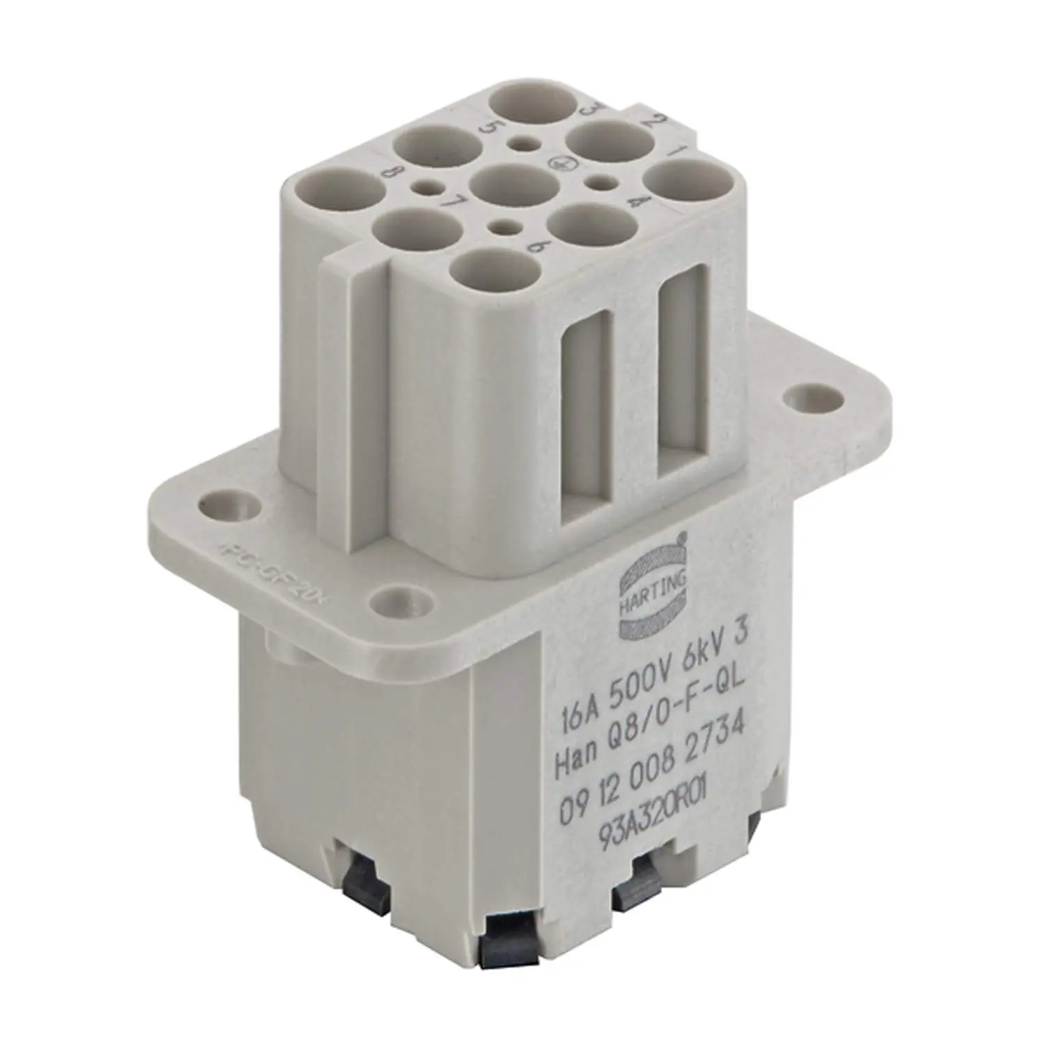 Produktfoto 1 von 09120082734 HARTING Han Q8/0 Buchseneinsatz (F) Quick-Lock-Anschluss, 8-polig+PE 500V, 16A