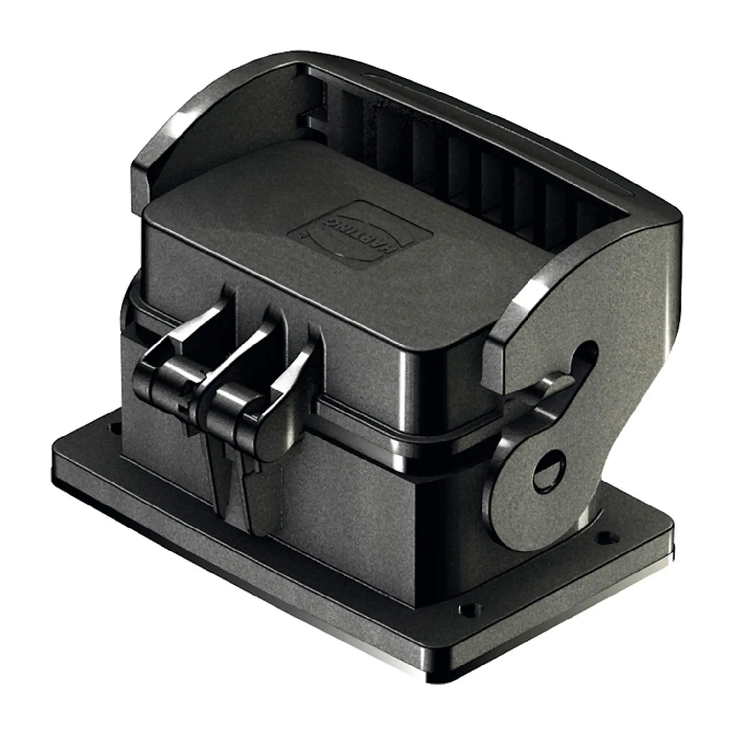 Produktfoto 1 von 19430100341 HARTING Han ECO 10B Anbaugehäuse mit Halterahmen mit 1 Längsbügel mit Schutzkappe Kunststoff