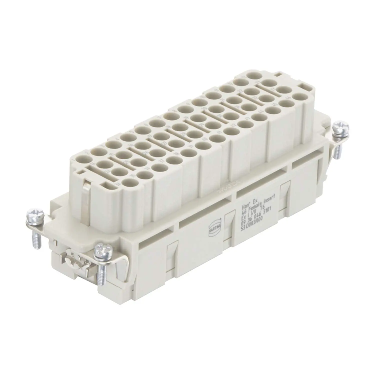 Produktfoto 1 von 09360463101 HARTING Han 46Ex Buchseneinsatz (F) Crimpanschluss, 46-polig+PE 90V, 16A