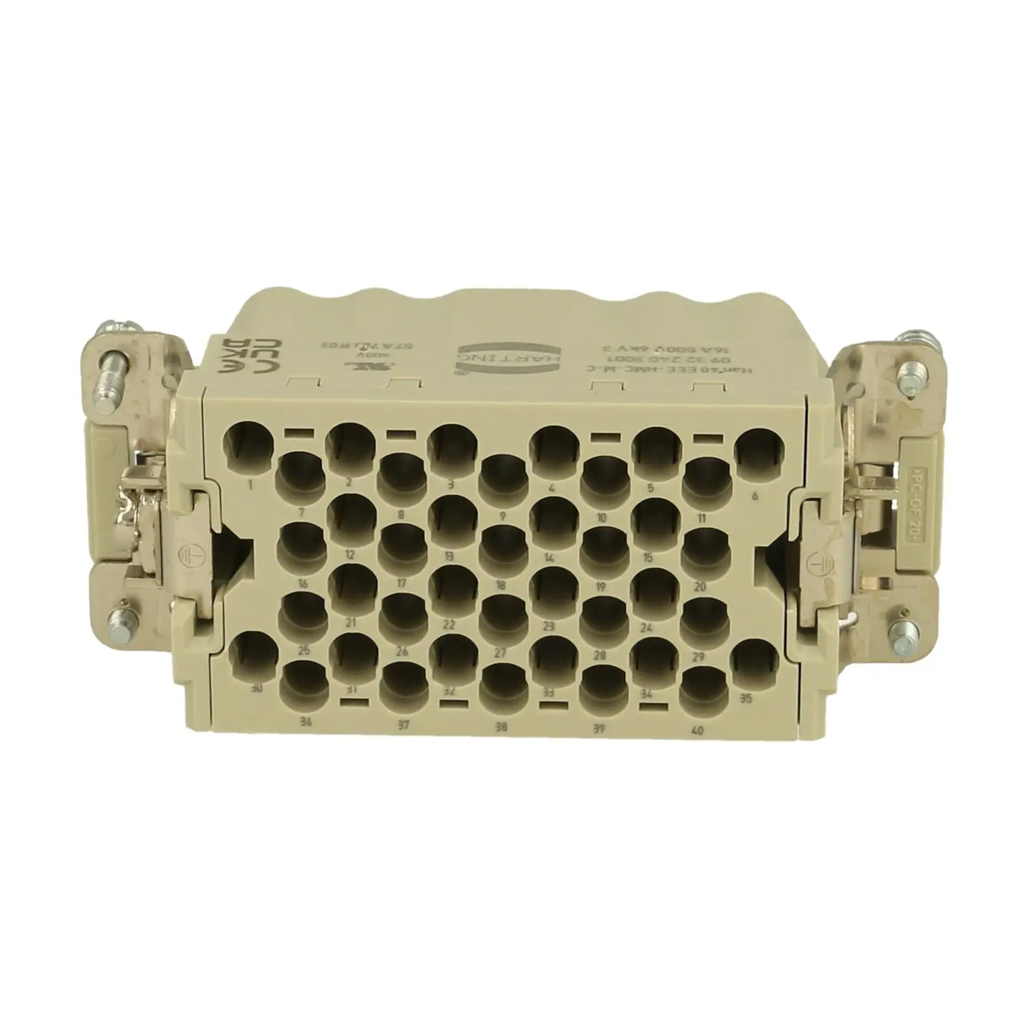Produktfoto 1 von 09322403001 HARTING Han 40EEE HMC Stifteinsatz (M) Crimpanschluss, 40-polig+PE 500V, 16A