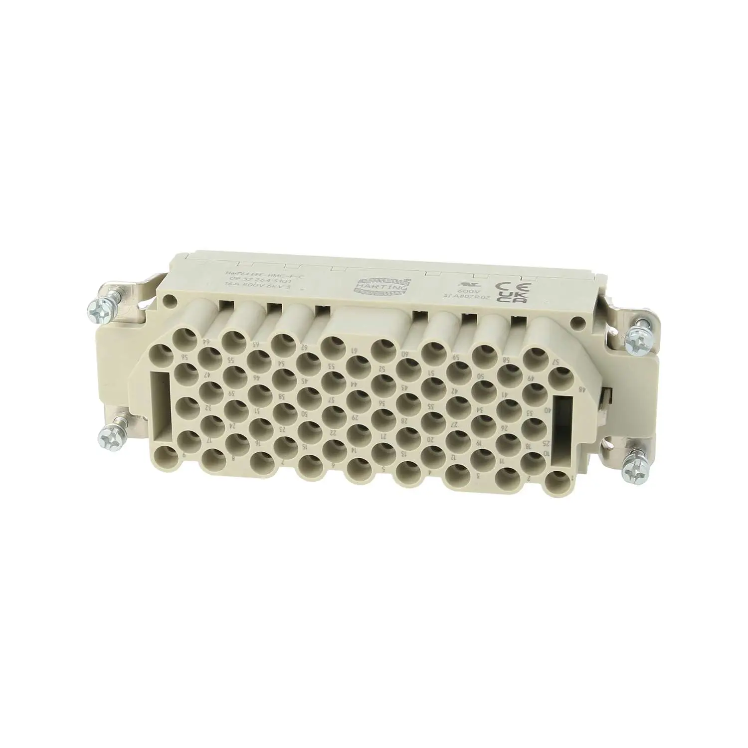 Produktfoto 1 von 09322643101 HARTING Han 64EEE HMC Buchseneinsatz (F) Crimpanschluss, 64-polig+PE 500V, 16A