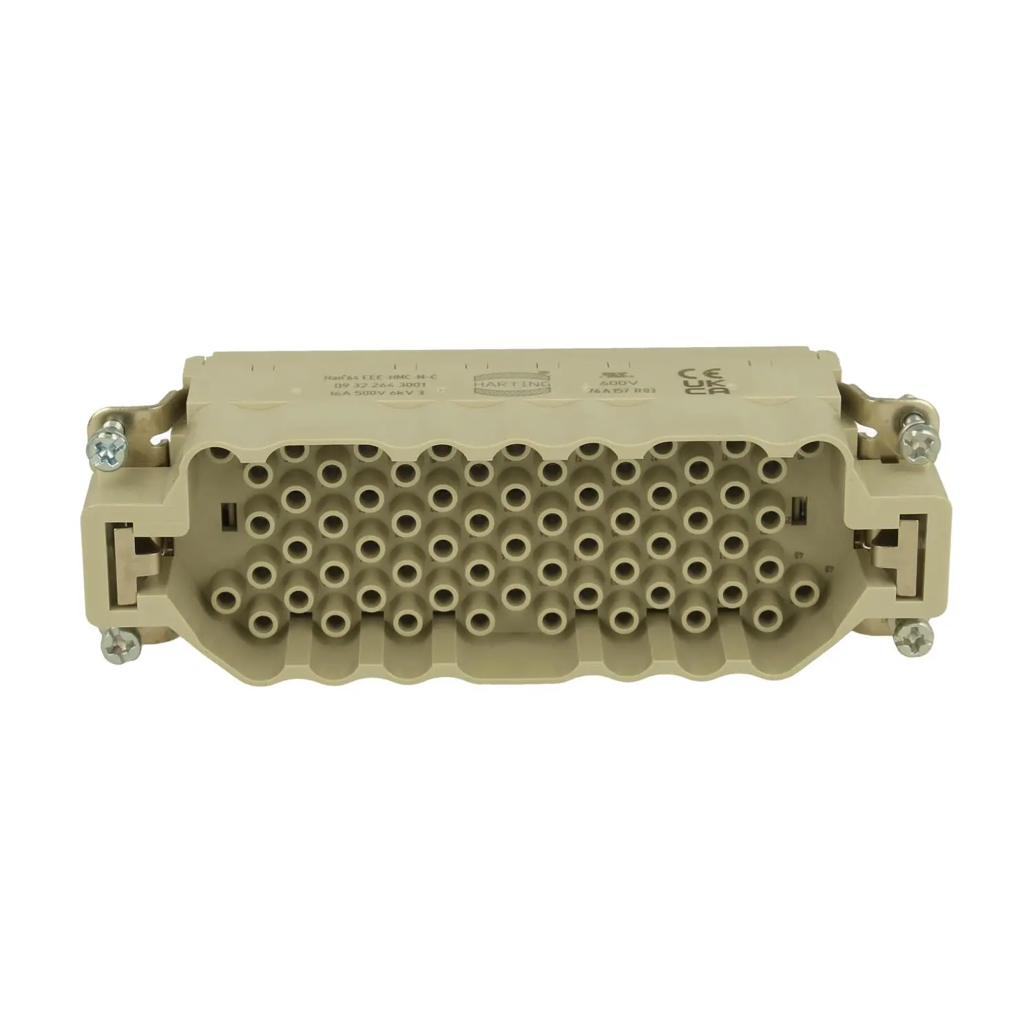 Produktfoto 1 von 09322643001 HARTING Han 64EEE HMC Stifteinsatz (M) Crimpanschluss, 64-polig+PE 500V, 16A