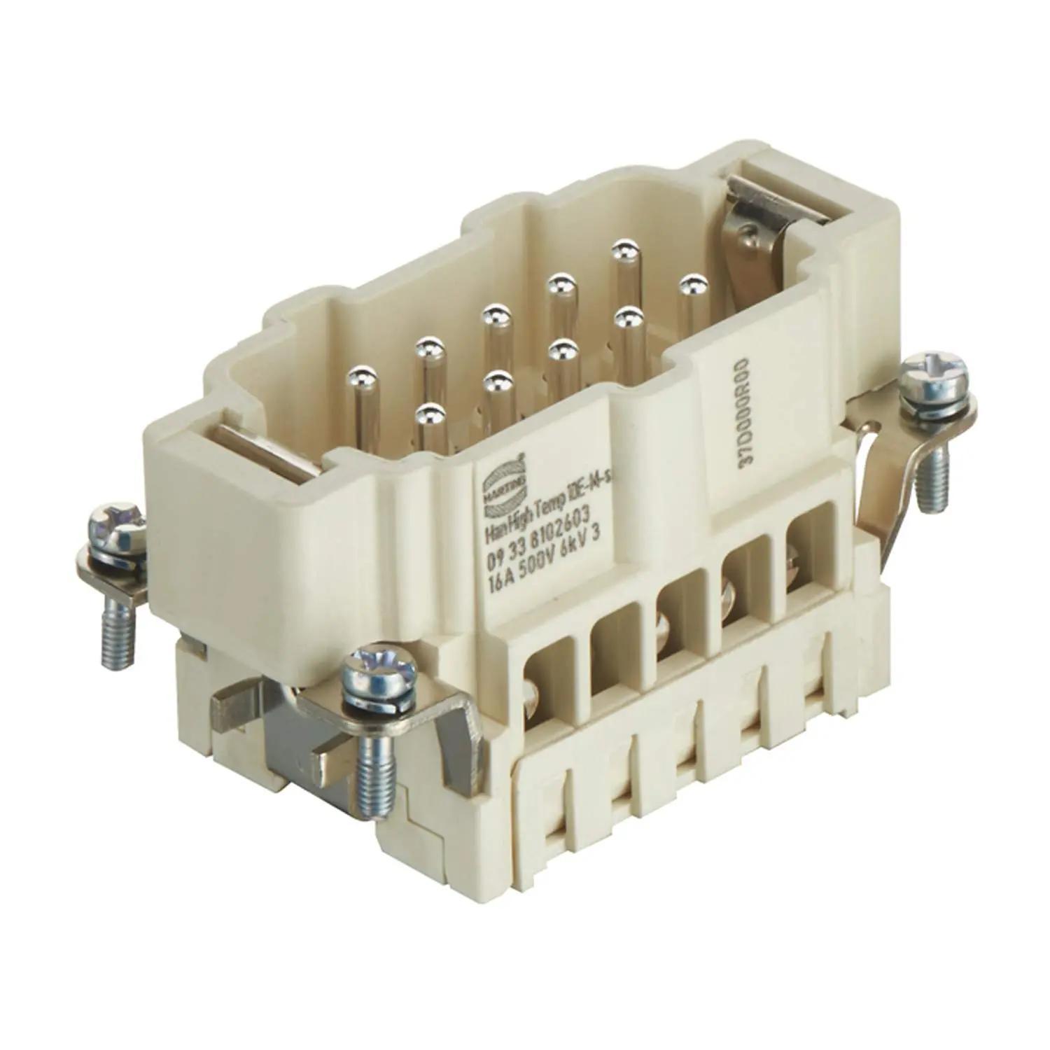 Produktfoto 1 von 09338102603 HARTING Han High Temp 10E Stifteinsatz (M) Schraubanschluss, 10-polig+PE 500V, 16A