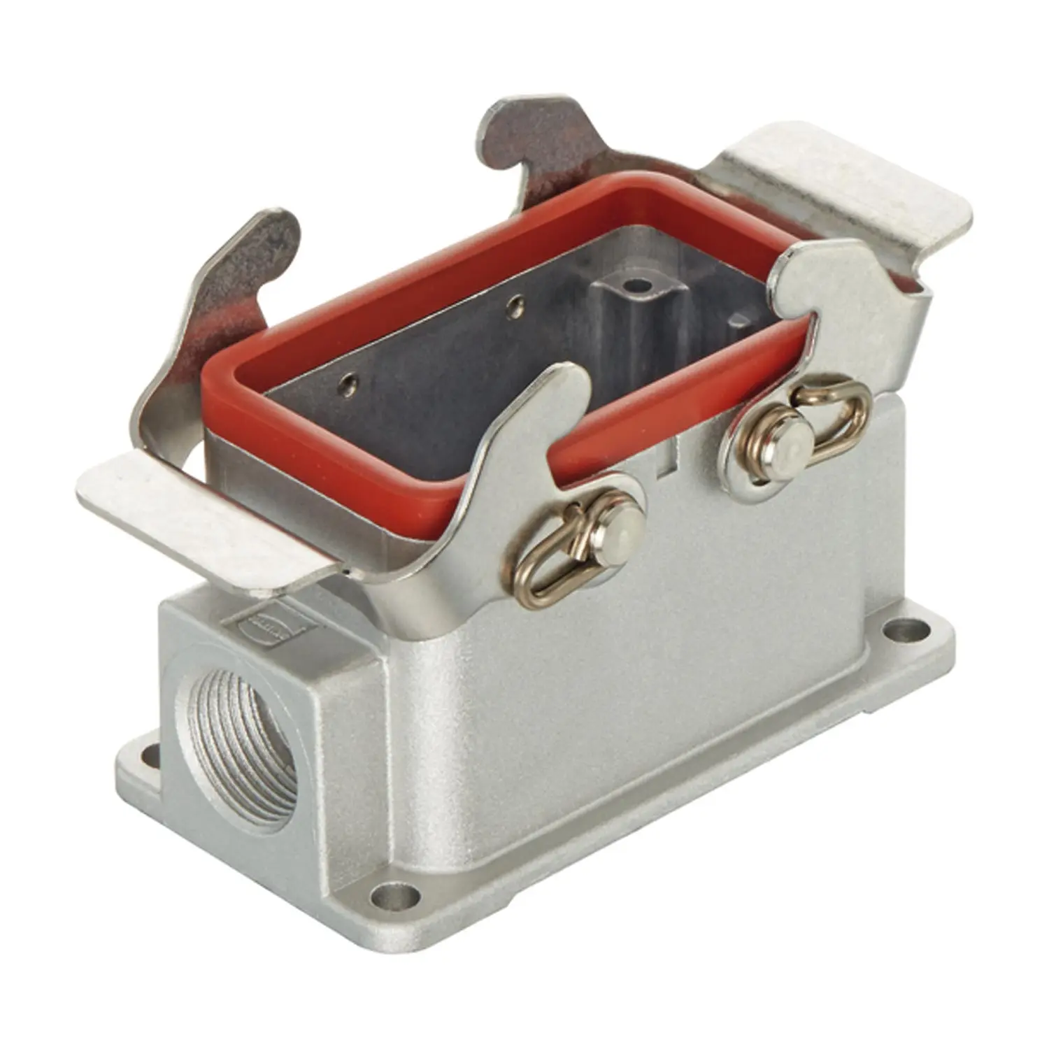 Produktfoto 1 von 19628101235 Harting Han 10B High Temp Sockelgehäuse niedrig, 1xM20 seitlicher Kabelabgang, mit 2 Querbügeln