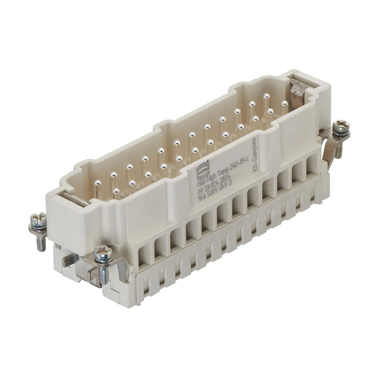 Produktfoto 1 von 09338242604 HARTING Han High Temp 24E Stifteinsatz (M) Crimpanschluss, 24-polig+PE 500V, 16A