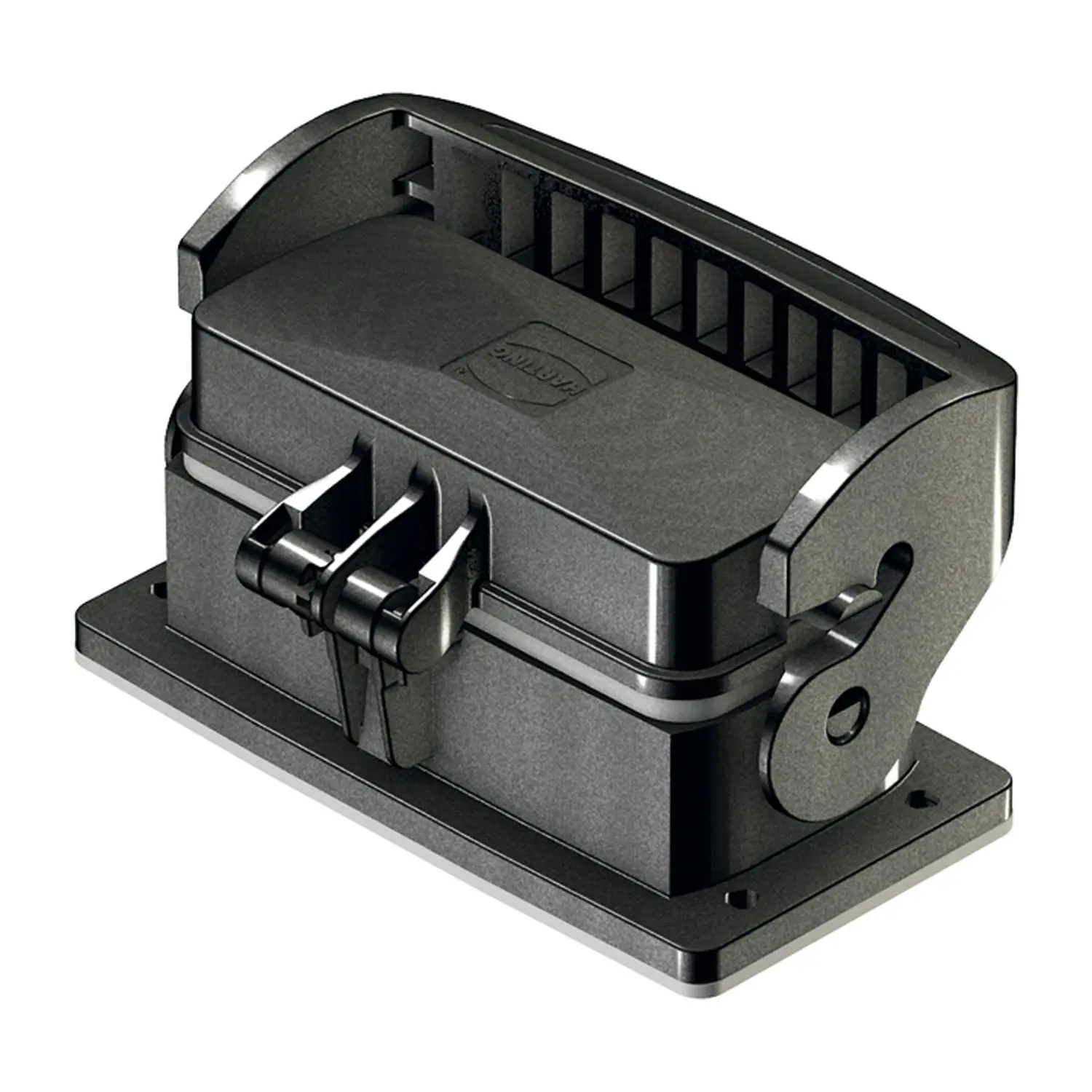 Produktfoto 1 von 19432160341 HARTING Han ECO Outdoor 16B Anbaugehäuse mit Halterahmen mit 1 Längsbügel mit Schutzkappe Kunststoff