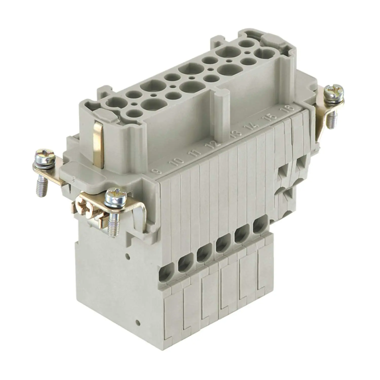 Produktfoto 1 von 09330162725 HARTING Han 16ES Schaltkontakt Buchseneinsatz (F) Käfigzugfederanschluss, 16-polig+PE 250V, 16A
