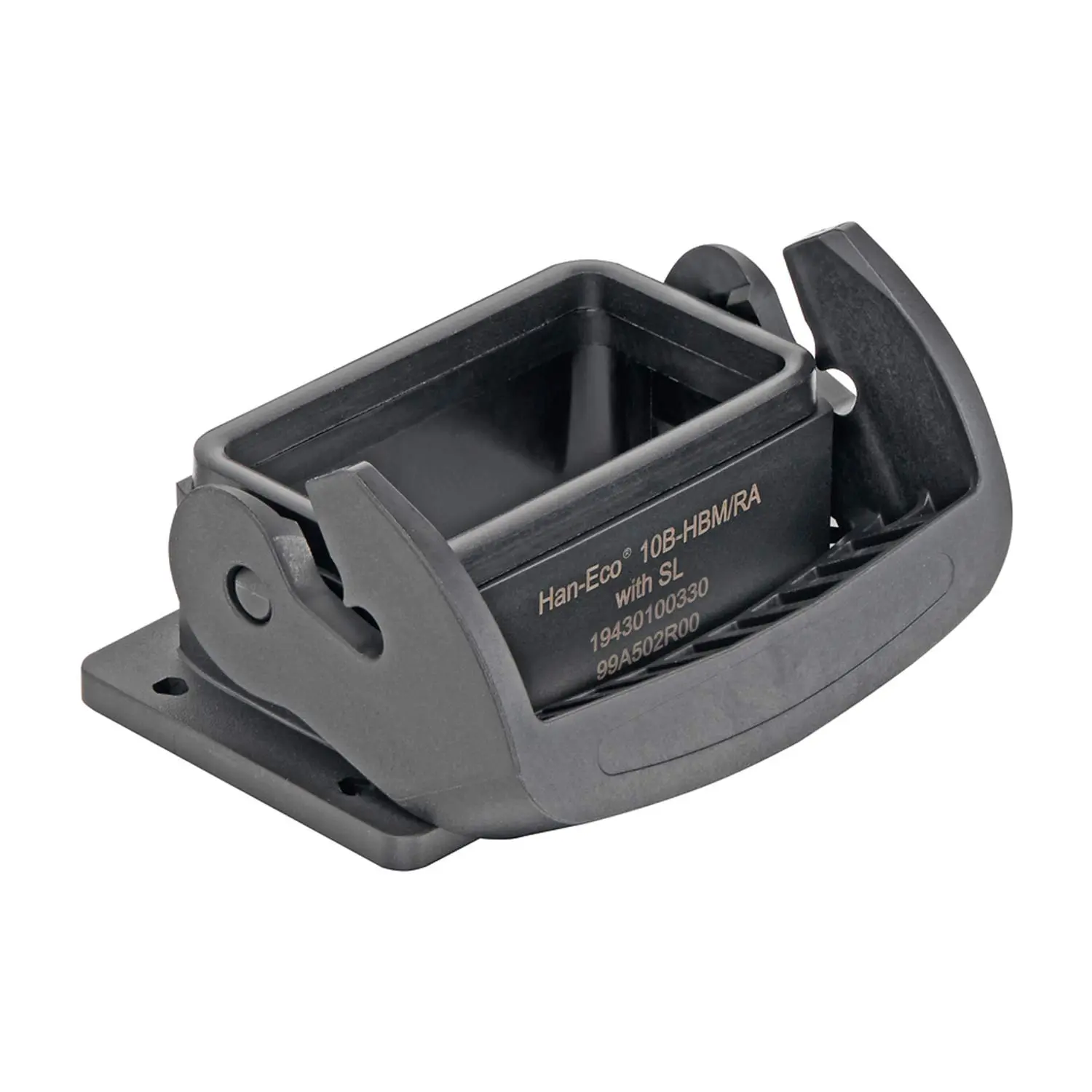 Produktfoto 1 von 19430100330 Harting Han ECO 10B Anbaugehäuse ohne Halterahmen mit 1 Längsbügel