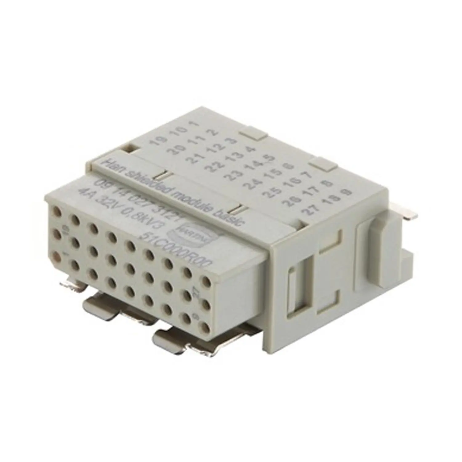 Produktfoto 1 von 09140273121 HARTING Han Shielded Modul Basic + Schirm 180 Buchseneinsatz (F) Crimpanschluss, 27-polig+Schirmung 32V, 4A