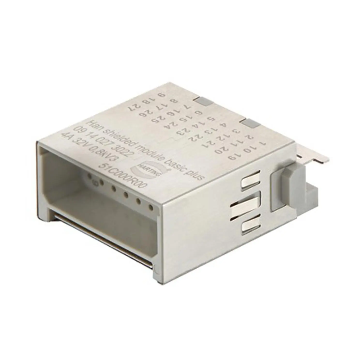 Produktfoto 1 von 09140273022 HARTING Han Shielded Modul Basic + Schirm 360 Stifteinsatz (M) Crimpanschluss, 27-polig+Schirmung 32V, 4A