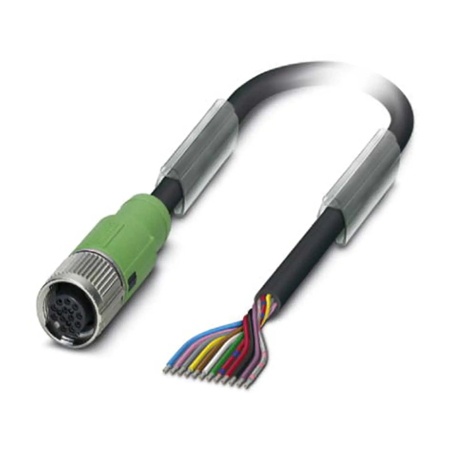 Produktfoto 1 von M12 Sensorleitung PVC 12-polig Buchse gerade A-Kodierung, Länge 6,0 Meter tiefschwarz RAL 9005, Kabel Außendurchmesser 5,9mm