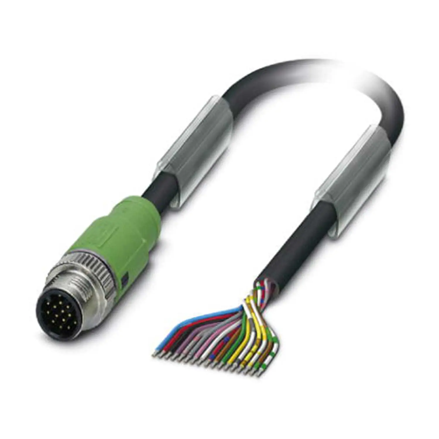 Produktfoto 1 von M12 Sensorleitung PUR 17-polig Stift gerade schleppkettenfähig A-Kodierung, Länge 6,0 Meter tiefschwarz RAL 9005, Kabel Außendurchmesser 8,0mm