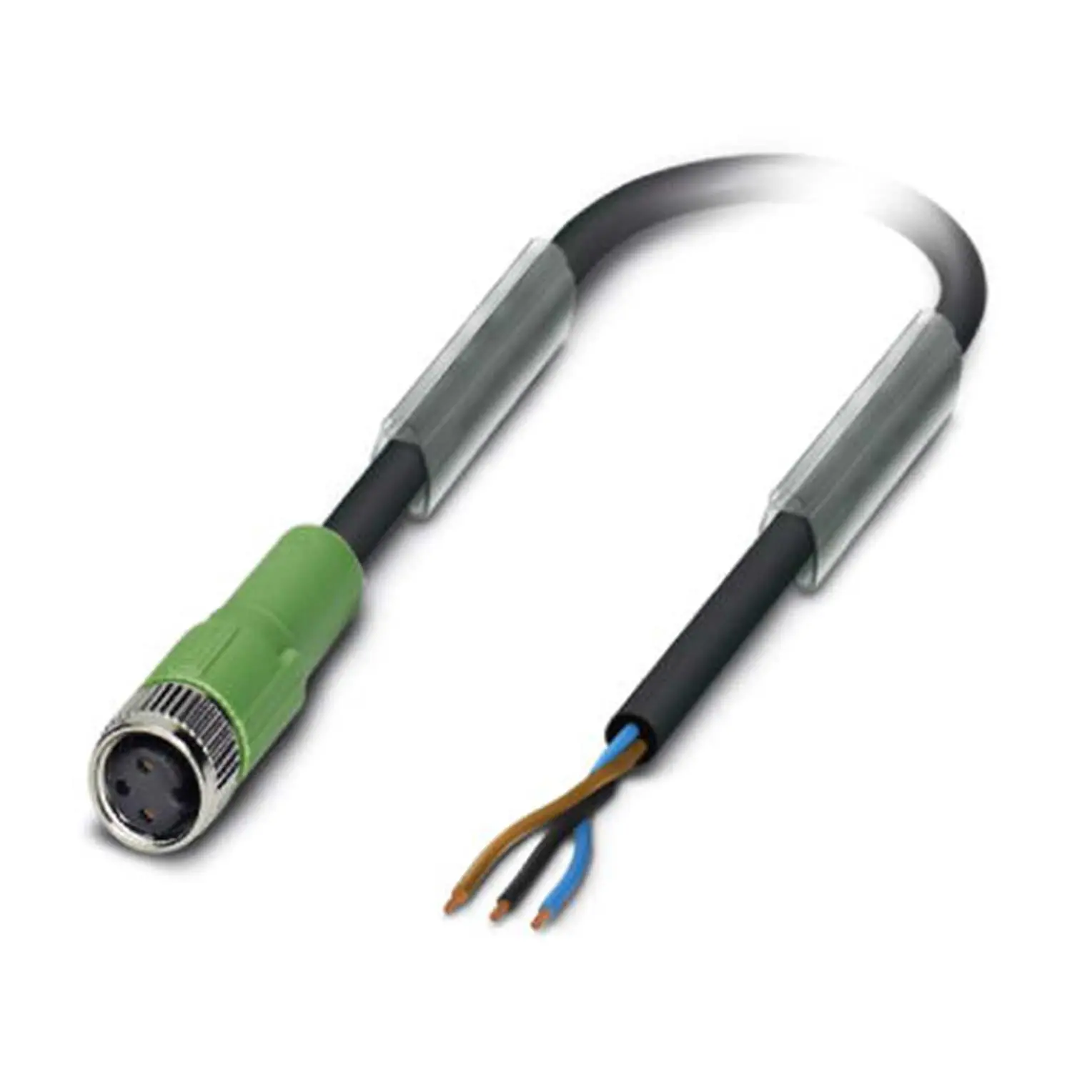 Produktfoto 1 von M8 Sensorleitung PUR 3-polig Buchse gerade schleppkettenfähig A-Kodierung, Länge 3,0 Meter schwarzgrau RAL 7021, Kabel Außendurchmesser 3,6mm