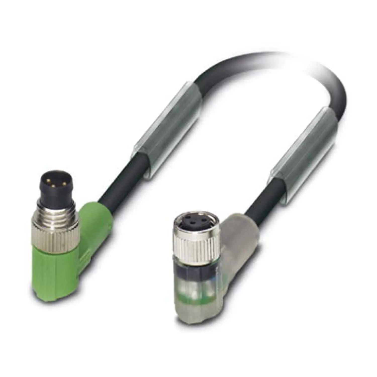 Produktfoto 1 von 1682139 Phoenix Contact M8/M8 Verbindungsleitung mit LED 1xStift/1xBuchse gewinkelt 3/3-pol. A-Kodierung, 24V, 4A, Aderanzahl 3, Länge 3,0 Meter Bauform Seite 1 1xM8 gewinkelt Stift