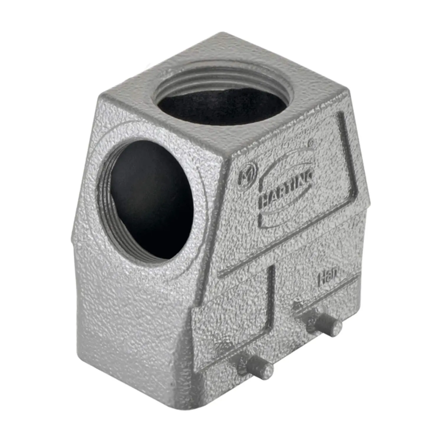 Produktfoto 1 von 19300100599 HARTING Tüllengehäuse, Baugröße: 10 B, hohe Bauform, Querbügel, gerader/seitlicher Kabeleingang, 1x M32, 1x M32