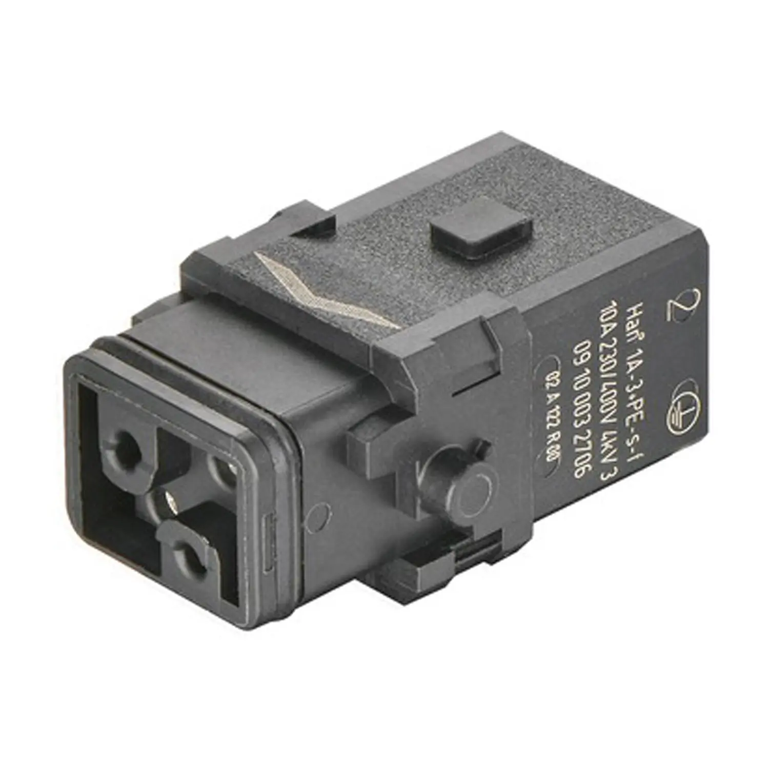 Produktfoto 1 von 09100032706 HARTING Han 1A Kompaktsteckverbinder Buchseneinsatz (F) Schraubanschluss, 3-polig+PE 400V/230V, 10A