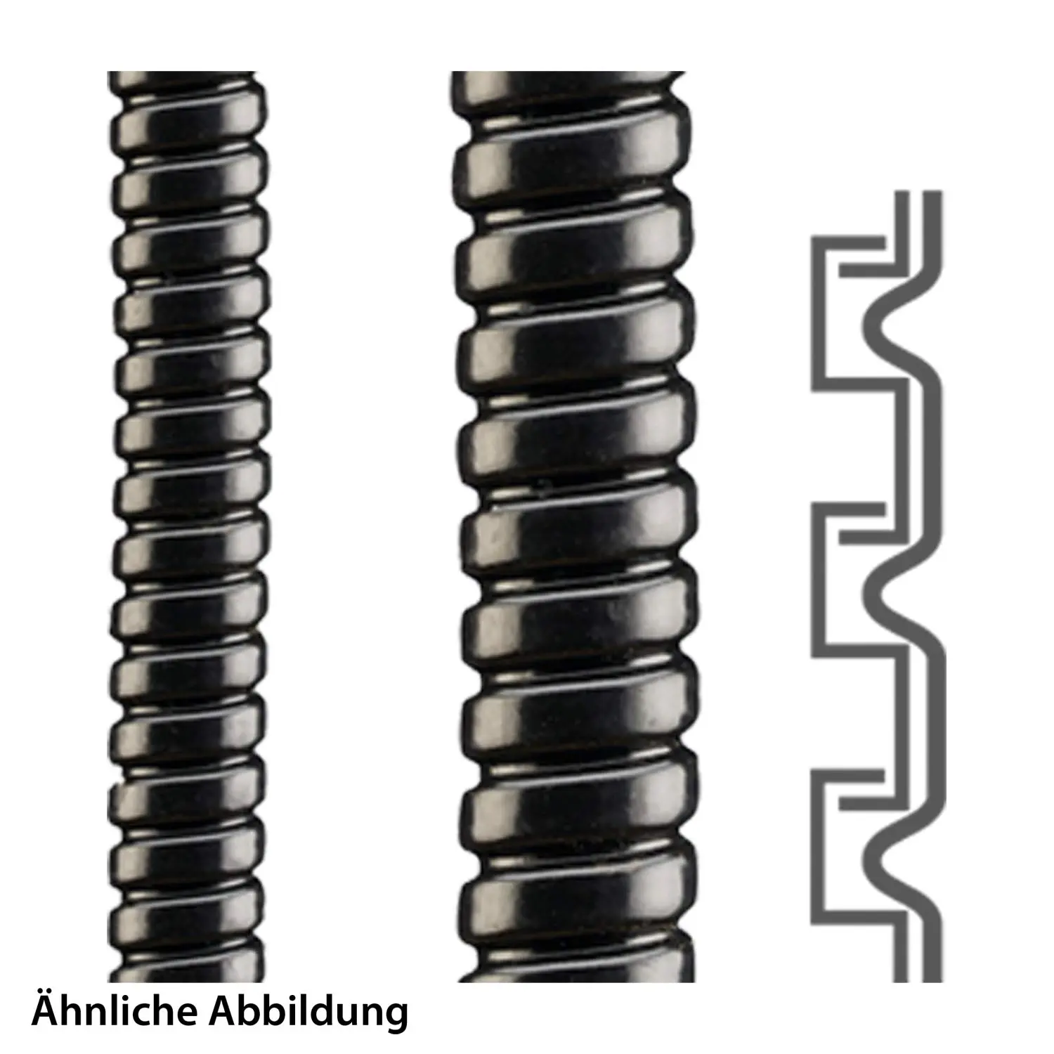 Produktfoto 1 von 12010182003 FLEXA SPR-VA-PVC Metallschutzschlauch eingehaktes Profil VA mit PVC Mantel AD 6,0mm, ID 3,0mm eingehaktes Profil, Mindestbiegeradius bewegt 37,0mm
