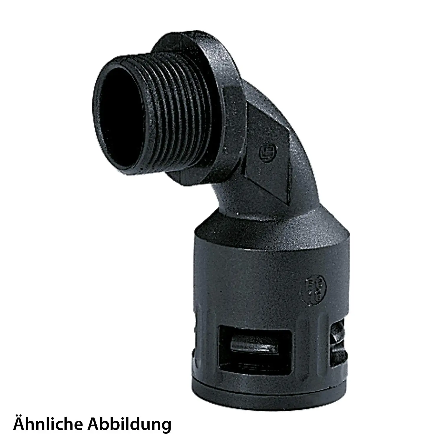Produktfoto 1 von 15020018214 FLEXA RQB90-N Schnellverschraubung 90 Grad Bogen Gewinde 3/4 Zoll für Schlauch-Außendurchmesser 28,5mm hochdichtend mit Außengewinde