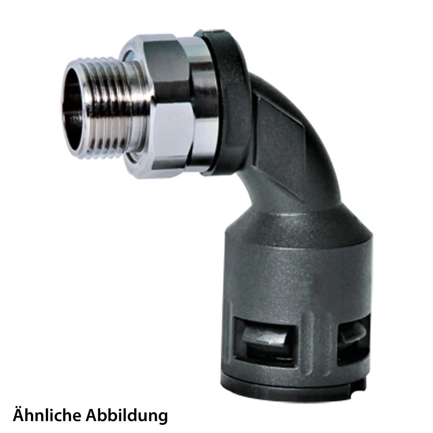 15121434232 FLEXA RQBK90DR-M Schnellverschraubung 90 Grad Bogen Gewinde M32x1,5 für Schlauch-Außendurchmesser 34,5mm hochdichtend mit drehbarem Messing-Außengewinde